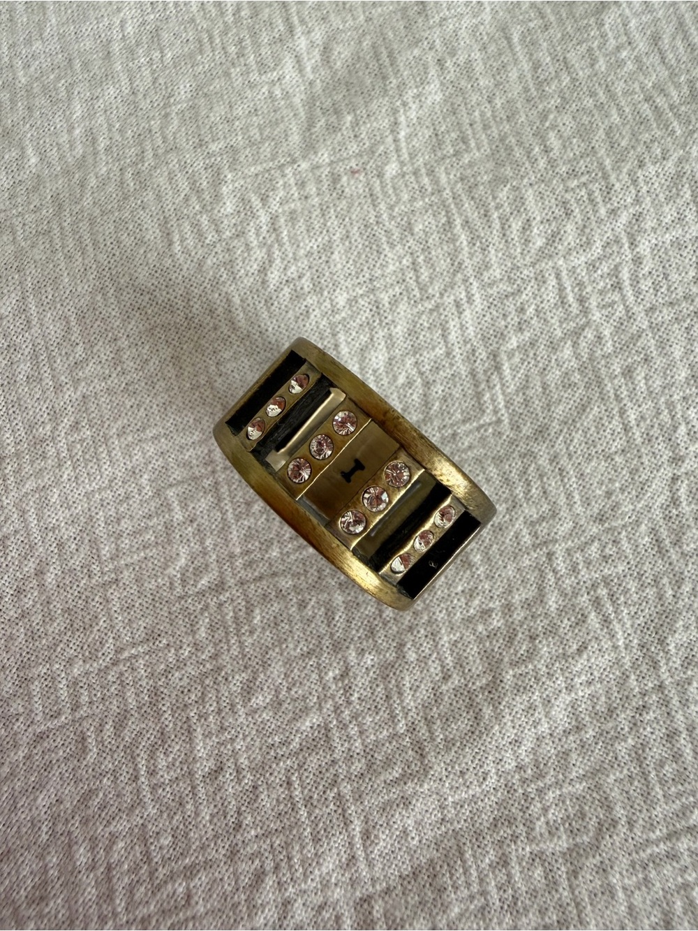 Gold-Tone Rhinestone Statement Ring